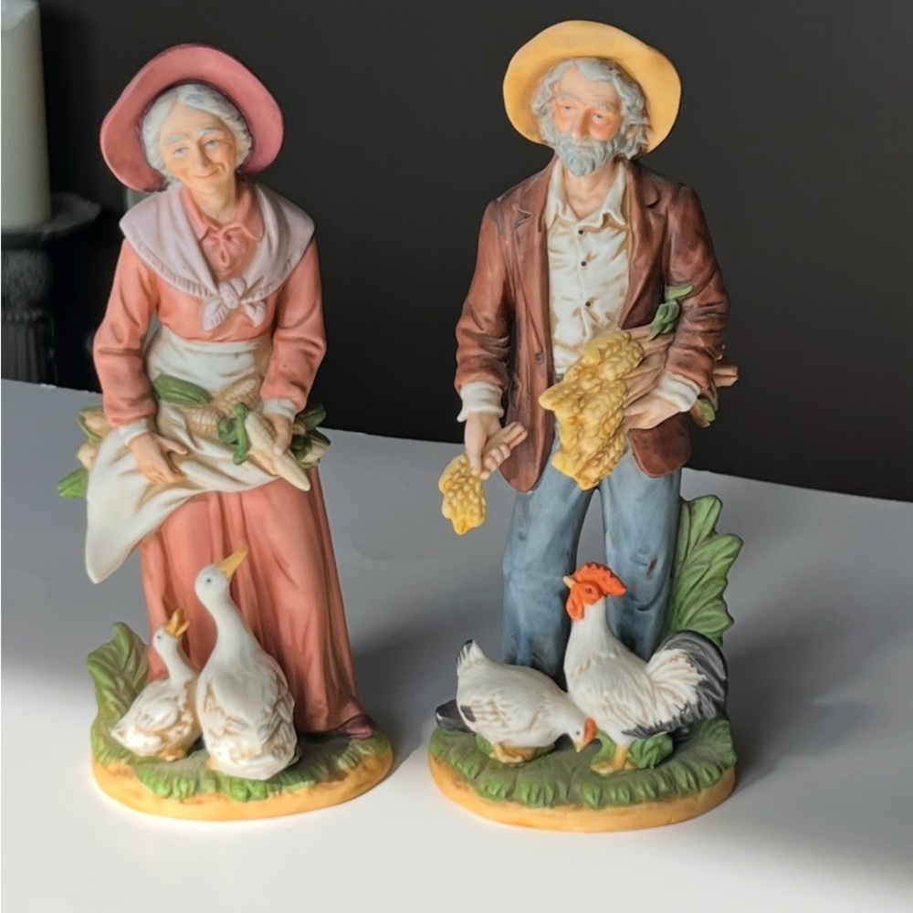 VTG Homco Farmer Couple figurines #1477, home decor/accents
